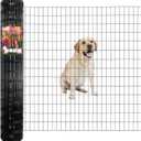 Black PVC Coated Welded Wire Fence 56 Inch x 50 Foot, 2 Inch x 4 Inch 14GA, Garden Border Fencing Roll Vinyl Coating Metal Wire Mesh Hardware Cloth for Yard Vegetable Plant Protection