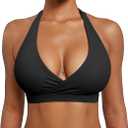YEOREO LuxFlow Cross Over Workout Halter Sports Bra for Women Backless Gym Bra Padded (black, S)