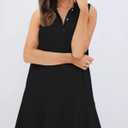 Women's Sleeveless Polo Dress Golf Tennis Summer Casual Mini Dresses (Black, L)