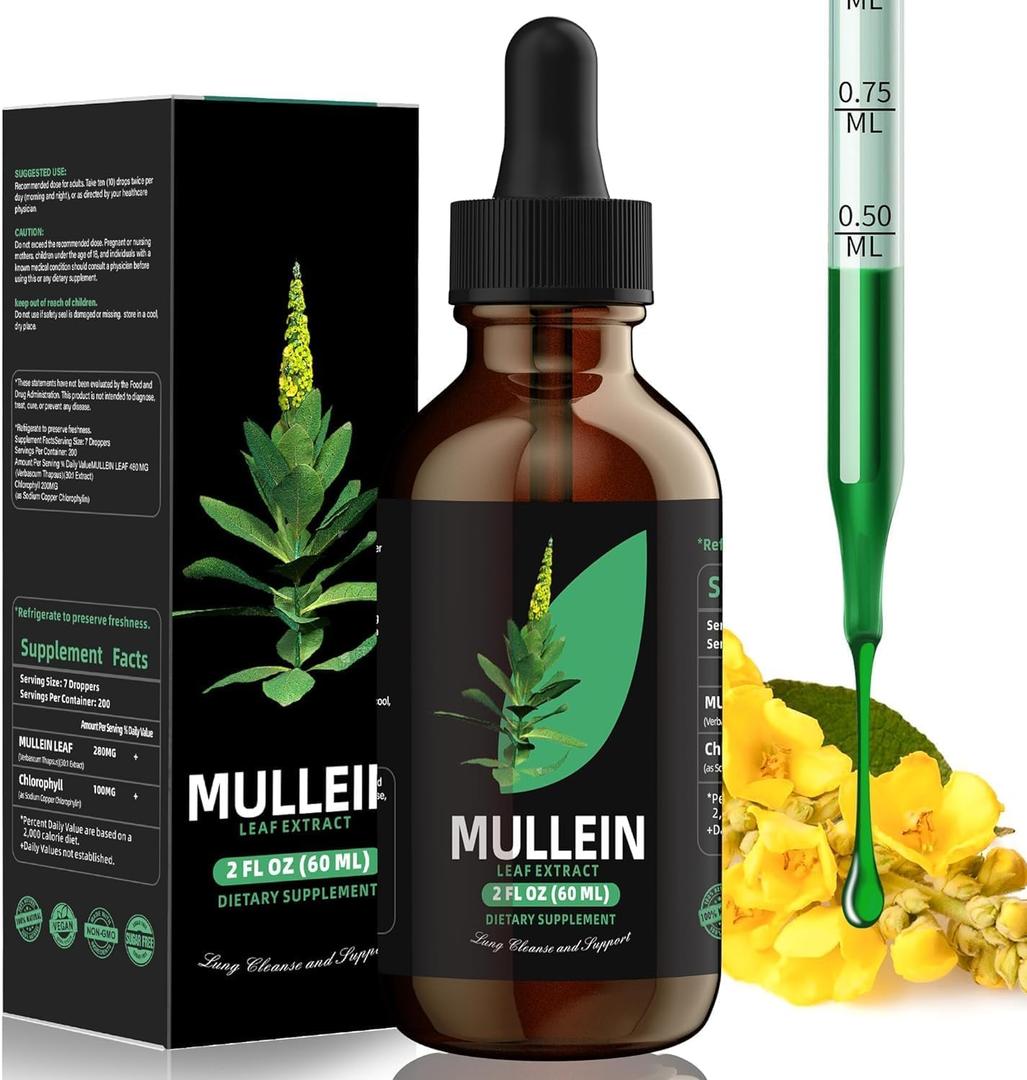YUMOYI Chlorophyll&Mullein Drops for Lungs - Support Lung Cleanse & Respiratory Function for Healthy Breathing - Natural Supplement, Tincture Drops | Non-GMO, Vegetarian | 1 Month Supply