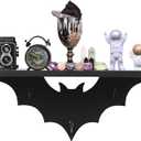 Bat Shelf Floating Shelves for Wall,15.5 inch Wall Shelf with 3 Key Hooks,Black Shelves for Living Room Bedroom Kitchen Gothroom