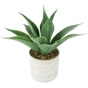 Artificial Potted Plants, 13.8" Artificial Succulent Fake Aloe, Large Faux Aloe Plant in Pot for Home Office Room Bedroom Kitchen Garden Decor (Grey)