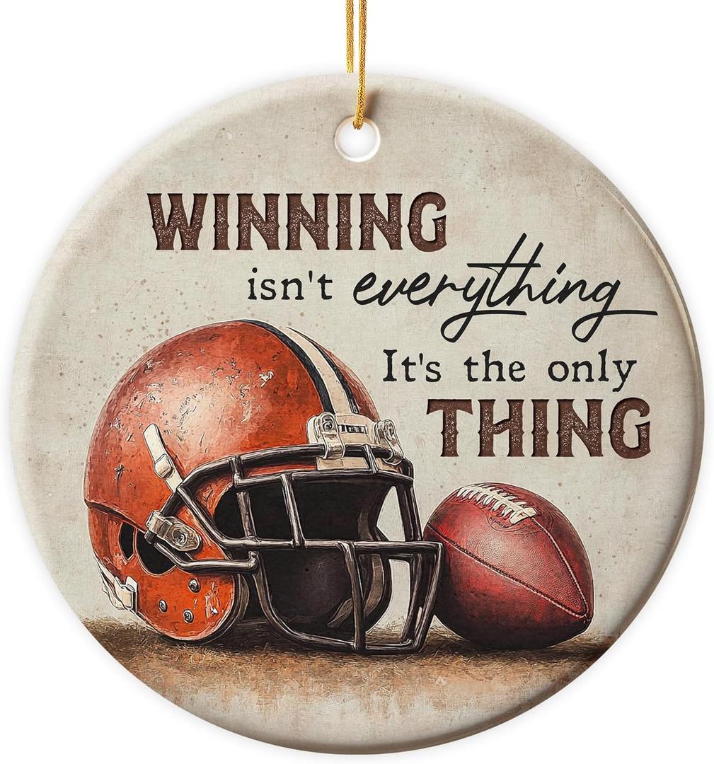 8 x Football Ornaments - Football Gifts for Christmas Tree Decorations - Double-Sided Printed Ceramic Christmas Ornament