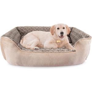 JOEJOY Rectangle Dog Bed for Large Dogs - Washable Orthopedic Sofa Bed, Soft Breathable Puppy & Pet Cuddler, Durable Calming Dog Bed with Anti-Slip Bottom, Multiple Sizes, Beige (L(30"x 24"x 9"))