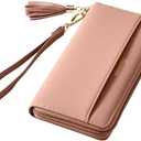 Travelambo Women's Wallet Tassel Bifold Ladies Clutch Wristlet Wrist strap Long Purse