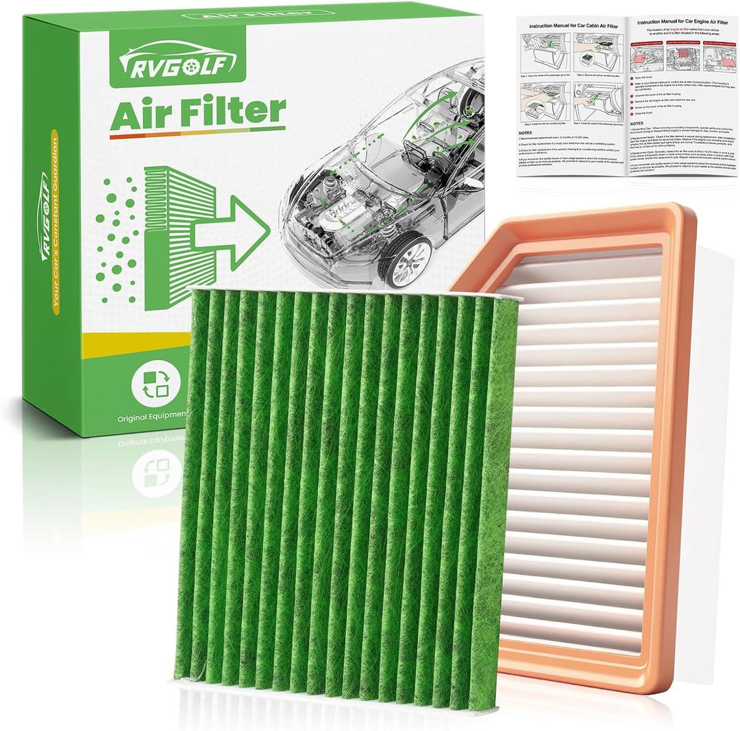 Engine+Cabin Air Filters Set Fit for 2021 2022 2023 2024 2025 2026 Nissan Rogue AC Filter with Activated Carbon Combo Set Replacement Automotive Accessories# 16546-6RA0A 272775NA1A