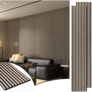 Art3d 2-Pack 108" x 12" Acoustic Wood Panels for Wall, Soundproof Wood Slat Panel for Wall and Ceiling, 3D Fluted Sound Absorbing Paneling for Interior Wall Decor, Living Room, Bedroom - Oak