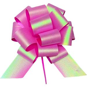 6 PcsGlitter Pearlescent Pull Bows for Gift Wrapping,6 Inch Shiny Gift Bows,Decorative Ribbon Bows for Flower Bouquets, Baskets, Birthday Presents, Anniversary & Wedding Decorations (Bright Pink)