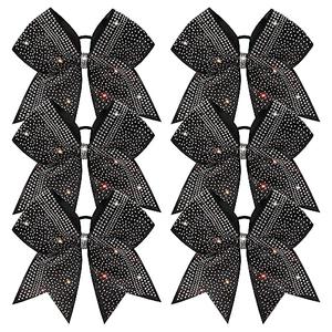 DEEKA 5PCS " Large Glitter Black Cheer Bows with Full Shiny Rhinestones Multicolored Shimmer Cheer Hair Bows Elastic Band Ponytail Holder for Cheerleader Girls Sports-Black DEEKA 5PCS " Large Glitter Black Cheer Bows with Full Shiny Rhinestones Multicolored Shimmer Cheer Hair Bows Elastic Band Ponytail Holder for Cheerleader Girls Sports-Black