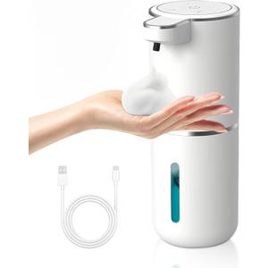 Automatic Touchless Soap Dispenser, 1200Mah Battery,Foaming,Rechargeable, Hands-Free, Waterproof,Kitchen,BathroomMounted, 400ml/13.85oz, 4 Levels