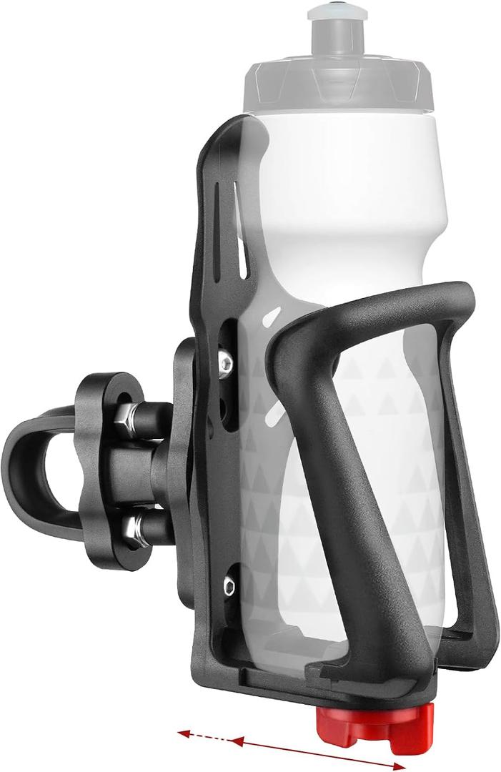 Motorcycle Water Bottle Holder, Adjustable Bike Water Cup Holder, 2-2.95in Bottle Cage for Bicycle, Wheelchair, Stroller, Suitable for 0.59-1.29in Diameter Pole