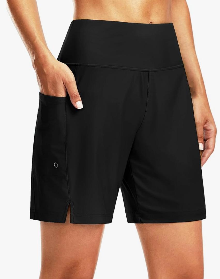 G Gradual Women's 7" Long Swim Board Shorts High Waisted Quick Dry Beach Swimming Shorts for Women with Liner Pockets, M