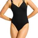 Seafolly Women's Dd V Neck One Piece Swimsuit (12, Eco Collective Black)