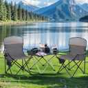LET'S CAMP Camping Chair 2 Pack Folding Chair with 4-Can Cooler Bag Portable Lawn Chair with Cup Holder,Storage Pocket, Supports 350LBS, Collapsible Chair for Camp, Beach, Picnic (Grey)