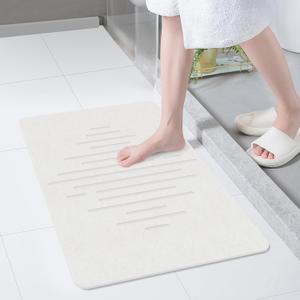 Extra Large Stone Bath Mat, 32''x20'' Non-Slip Diatomaceous Earth Stone Bath Mat, Super Absorbent Quick Drying for Bathroom/Kitchen, Easy to Clean (31.5x19.7'', Whitesoundwave 1 Pack)