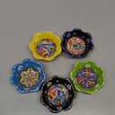 6 Pcs Daisy Shaped Hand Painted Decorative Serving Turkish Tiny Bowls - Handmade Ceramic Bowl - Set of 6 (3.7 inc/9.5cm) 2.5 Oz Pinch Multicolor Small Serving Bowls - Best Gift Set