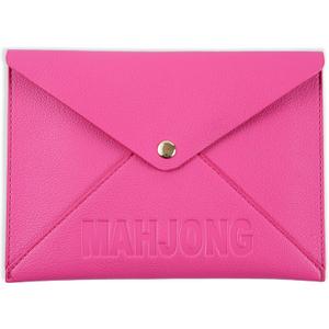 Vegan Leather Mahjong Card Sleeve Holder, Fits Most Mahjong Cards, Line Readers & Shuffler Cards, Gift Box Included, Perfect Mah jong Gift & Accessories for Men Women (HOT PINK, 8.6 * 6.3 IN)