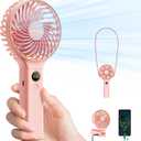 SWEETFULL Handheld Fan, Portable Fan, 5000mAh Rechargeable Battery, 6 Speed Wind, LED Display, Personal Mini Travel Fan with Backup Power, Hand Held Fan USB Foldable Electric Fan for Women Girl (B-Pink)