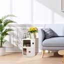 2-Tier Round Bedside Table, Narrow Storage Cabinet, Small Stylish Storage Cabinet, no Installation Required, Suitable for Living Room and Bedroom, Small Space