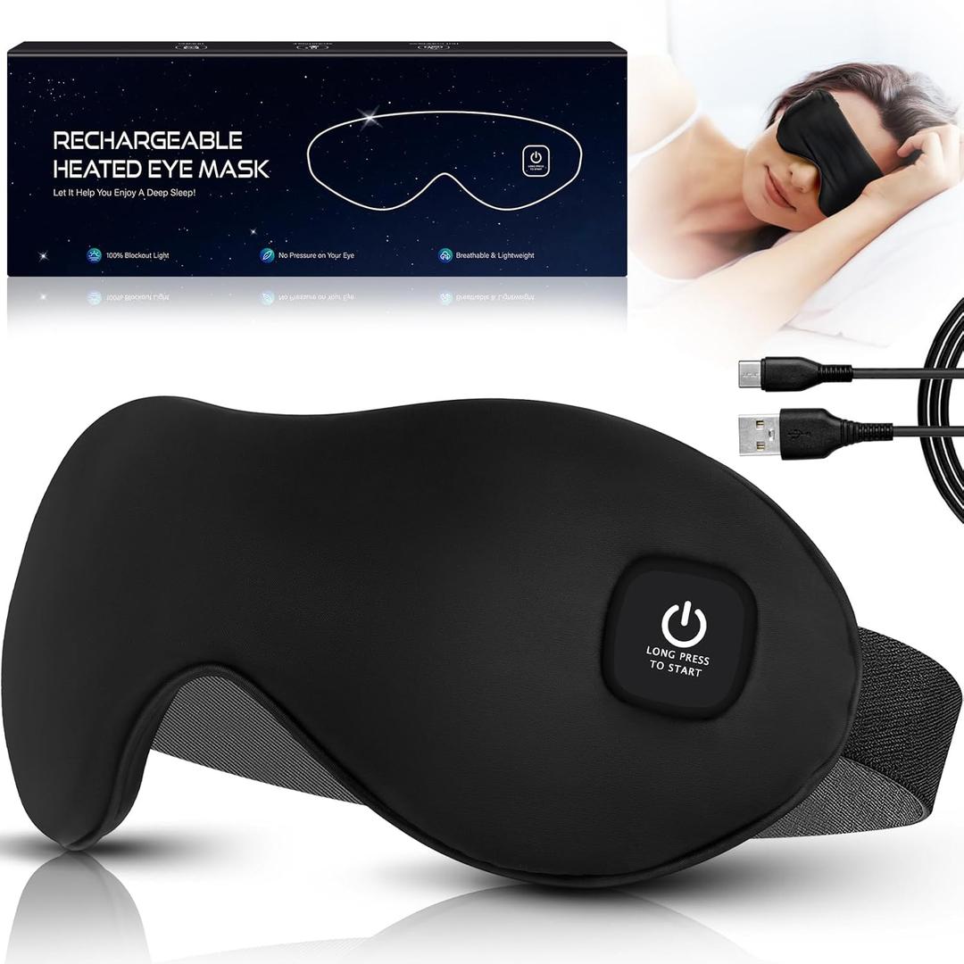 Heated Eye Mask, Mutilplx Cordless Heated Eye Masks for Dry Eyes, Washable Warm Eye Compress Eye Heating Pad for Eye Relief Stye Treatment Improved Sleep Travel (Black)