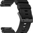 Abanen Rugged Nylon Watch Bands for Garmin Fenix 8 51mm / Enduro/Instinct 2X / epix Pro 51mm, Adjustable Sports Wrist Strap with Stainless Steel Clasp for Fenix 7X / 6X /5X, Instinct 3 50mm (Black)