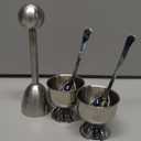 Soft Hard Boiled Egg Cutter Topper Set Egg Cracker with Include 2 Cup 2 Spoon 1 Topper Cutter Shell Separator Remover Stainless Steel Kitchen Tool