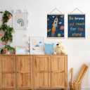 URLLUAE Rocket Space Wall Art Posters for Kids Room, Outer Space Planet Motivational Poster Hanger Frame for Boys Bedroom Classroom Nursery Playroom Wall Decor, 12x16 Inch Set of 2