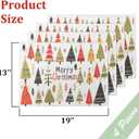 OWENIE Christmas Tree Placemats Set of 4 for Kitchen Table, Waterproof & Washable Print Xmas Pine Trees Textured Fabric Mats for Festive Holiday Winter Snowy Decor, 13W x 19L