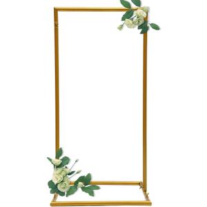 Backdrop Stand Wedding Arches for Ceremony, 19.68" Lx39.37 H Gold Rectangular Balloon Arch Stand Metal Arch Backdrop Stand for Wedding Birthday Parties Anniversary Decoration