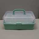 Craft Storage Box 3-Layer Plastic Craft Organizers and Storage, Portable Art Supply Organizer with Handle, Dividing Craft Box Organizer, Folding Arts and Crafts Storage for Sewing, Medicine, Tool