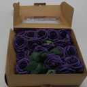 InnoGear Artificial Flowers, 50 Pcs Dusty Purple Foam Fake Roses Bulk with Stems for Decoration DIY Wedding Bouquets Centerpieces Bridal Shower Party Valentines Christmas Tree