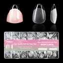 Short Almond Gel Nail Tips 600Pcs Half Matted Clear Fake Nail Tips Short Almond Shape 12 Sizes Full Cover Acrylic Press On Soft False Nails Gel x Nail Press Ons for DIY at Home
