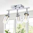 MELUCEE 4-Light LED Track Lighting Kit Chrome Rotatable Spotlight Ceiling