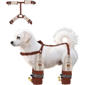 Anti-Dirt Pants for Small Dogs, Waterproof Dog Pants Dust Free Full-Leg Protective Dog Suspender Rain Boots Leggings Anti-Slip Paw Protector Shoes for 6-11lbs Pets Outdoor Hiking Walking (Striped)