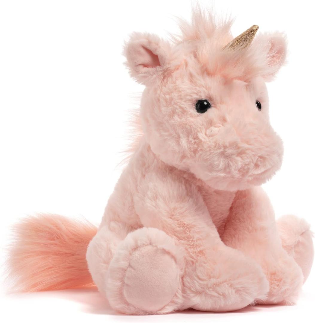 Pink Unicorn Stuffed Animal 10 Fluffy Plush Unicorn with Gold Sparkly Horn for Girls
