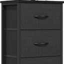 3 Drawers Dresser for Bedroom Fabric Storage Tower with Wooden Top, 11.8"D x 15.7"W x 29.5"H