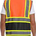 Reflective Safety Vest for Men and Women - High Visibility Construction Vest - Dual Tone Reflective Strips (Large, Orange-black)