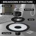Shower Drain Kit Compatible with Schluter Kerdi System with Integrated Bonding Flange 4" Stainless Steel Square Drain Grate 2" Outlet and Waterproof Corner Seals, Silver