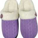 Women's home slippers Unisex home slippers Daily warm memory cotton flat bottom anti slip plush lining slippers (7-7.5 Women/7.5-8 Men, Purple)