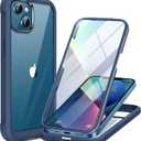 Miracase Compatible with iPhone 13 case 6.1 inch, [Glass Instead Plastic] with Built-in 9H Tempered Glass Screen Protector for iPhone 13,2023 Upgrade Full-Body Glass Clear Case, Dark Blue (iPhone 13 6.1)