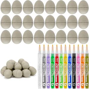 Crtiin DIY Paper Mache Easter Eggs Cardboard Easter Eggs Paintable Fillable Fake craft to Color Paint Your Own Paper Mache for Party Gifts Basket Filler Crafts(72 Pcs)