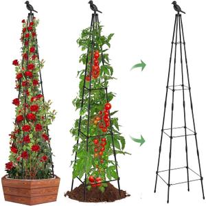 MYMULIKE 2Pack Garden Trellis for Climbing Plants Outdoor Indoor Pot 67'' Cucumber Trellis for Climbing Plant Support for Climbing Vegetables Plants Garden Obelisk Trellis Tomato cage & Climbing Rose