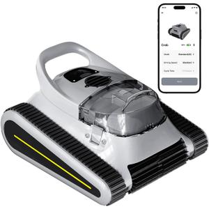 Cordless Robotic Pool Cleaner, Pool Vacuum 180W Brushless Motor, 45000Pa Suction, Wall & Waterline Climbing, Auto Path Mapping, for Inground & Above-Ground Pools up to 2150 Sq. Ft. (Gray)