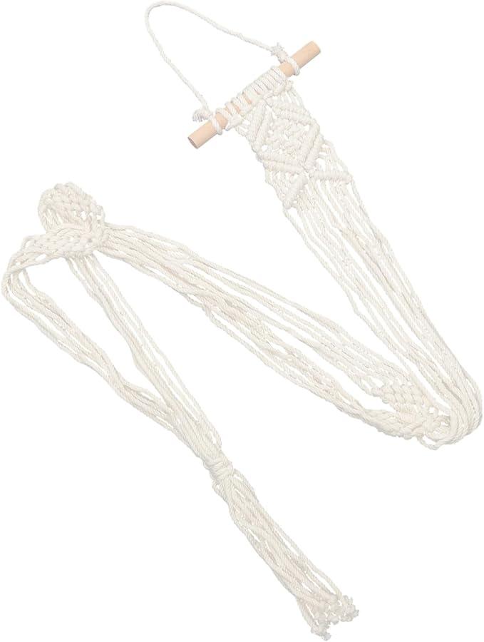 Macrame Hat Organizer Wall-mounted Storage for Hats Bohemian Cotton Wall Hanger for Living Room Bedroom Office Decor, Pack of 2