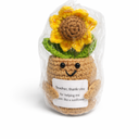 Teacher Appreciation Gift Cute Handmade Crochet Sunflower Mini Plant Knitted Doll with Card Funny Knitting Best Teacher Gifts Stuff for Women Men Birthday Thank You Present School Home Room Decor,