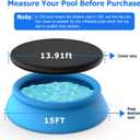 15 ft Round Pool Cover, Compatible with Intex/Bestway Outdoor Round Inflatable Above Ground Swimming Pool, Elastic Bands for Easy Installation, No Drain Holes, Prevent Leaves, Debris and Dust