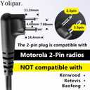 CLS1410 CLS1110 Earpiece Compatible with Motorola Radio CP200 GP300 GP2000 Walkie Talkie with PTT Mic 2 Pin Headset Single-Wire Surveillance Kit (D-Shaped, 2 PCS)
