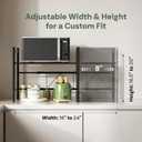 Microwave Shelf, Expandable H-Frame Microwave Stand Countertop, 80 lb Tested, 2-Tier Carbon Steel Over Microwave Shelf Organizer, 16–24 in W x 16.5–20 in H, Black