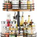 Lazy Susan Turntable Organizer Adjustable - 2 Tier Wood Rotating Spice Rack 12 Inch Lazy Susan for Kitchen Countertop Cabinet Pantry Cupboard Dining Table Bathroom Coffee Bar Home Storage