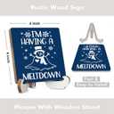 Christmas Decor Rustic Xmas Wooden Desk Decor Funny Seasonal Winter Holiday Christmas Decorations for Home Farmhouse Office Table Shelf Table Tiered Tray Merry Christmas Sign Plaque with Wood Stand 5